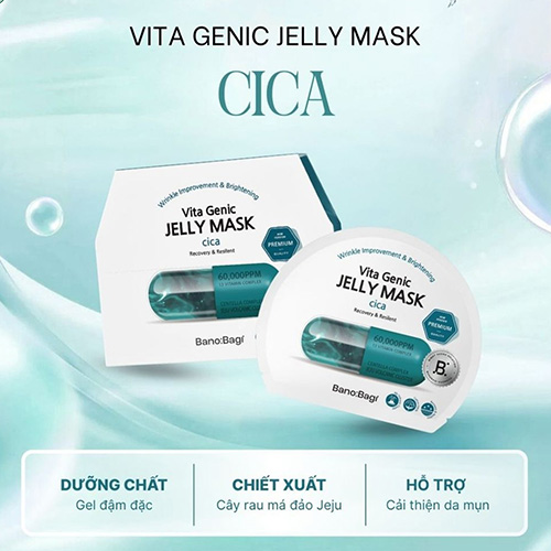 Hình ảnh minh họa củaMặt Nạ Banobagi Phục Hồi & Làm Dịu Da Nhạy Cảm 30g Premium Vita Genic Jelly Mask - Cica