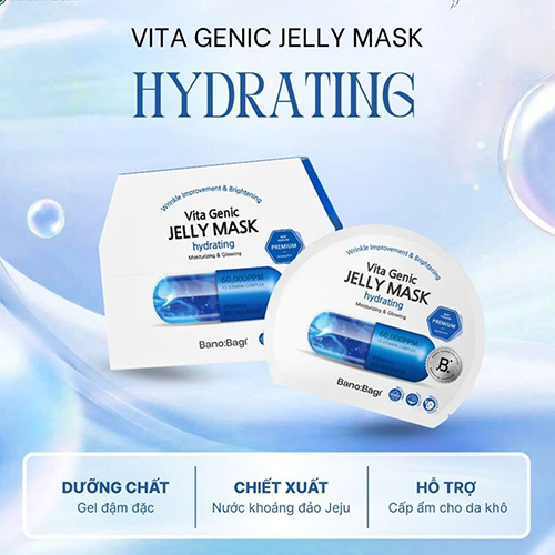 Hình ảnh minh họa củaMặt Nạ Banobagi Cấp Ẩm Đàn Hồi, Căng Bóng Da 30g Premium Vita Genic Jelly Mask - Hydrating