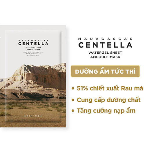 Hình ảnh minh họa của Mặt Nạ Skin1004 Làm Dịu, Dưỡng Ẩm Chiết Xuất Rau Má Madagascar Centella Watergel Sheet Ampoule Mask 25ml (1 miếng)