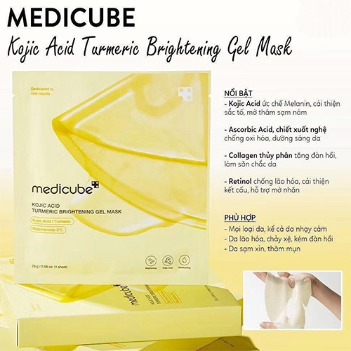 Hình ảnh minh họa củaMặt nạ thạch nghệ dưỡng sáng da MEDICUBE KOJIC ACID TURMERIC BRIGHTENING GEL MASK 1 hộp