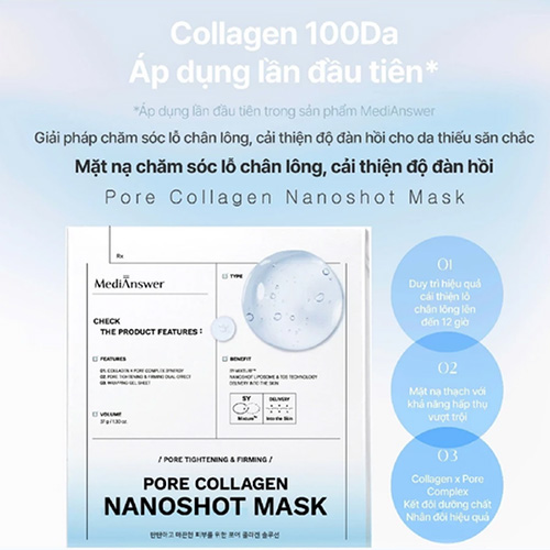 Hình ảnh minh họa củaMặt nạ thạch căng bóng da Medianswer Collagen Nanoshot Mask Pore Collagen Thu Nhỏ Lỗ Chân Lông 37g 1 hộp