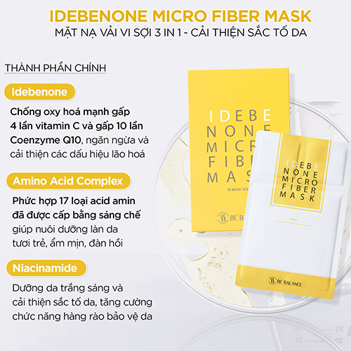 Hình ảnh minh họa củaMặt nạ vải vi sợi Idebenone Micro Fiber Mask (1 hộp/ 10 cái)