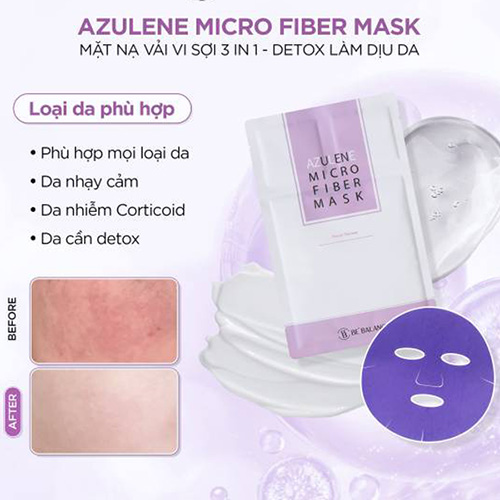 Hình ảnh minh họa củaMặt nạ vải vi sợi Azulene Micro Fiber Mask 3in1 (1 hộp/ 10 cái)