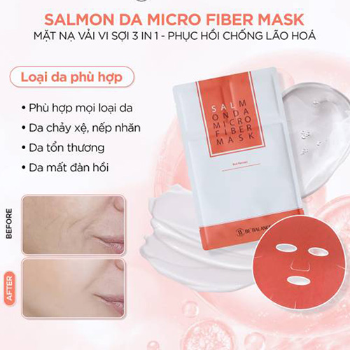 Hình ảnh minh họa củaMặt nạ vải vi sợi Salmon Da Micro Fiber Mask 3in1 (1 hộp/ 10 cái)