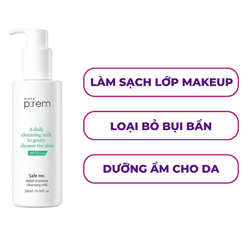 Hình ảnh minh họa củaSữa tẩy trang Make P:rem Safe Me Relief Moisture Cleansing Milk 200ml