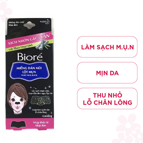 Hình ảnh minh họa củaMiếng Dán Mũi Lột Mụn Than Hoạt Tính Bioré Pore Pack Black