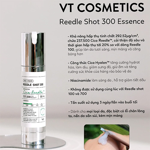 Hình ảnh minh họa củaSerum VT Cosmetics Reedle Shot 300 Vi Kim Tái Tạo, Căng Bóng Da 30ml
