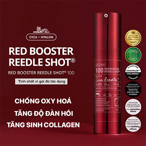 Hình ảnh minh họa củaSerum vi gai long huyết VT COSMETICS RED BOOSTER REEDLE SHOT chống oxy hoá, tăng sinh collagen, bảo vệ da