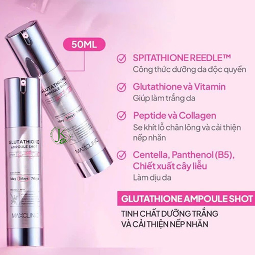 Hình ảnh minh họa củaSerum Vi Kim Dưỡng Trắng, Cải Thiện Nếp Nhăn Maxclinic Glutathione Ampoule Shot 50ml