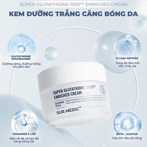 Hình ảnh minh họa củaKem  Dưỡng Trắng Da SurMedic Super Glutathione 1000TM Enriched Cream 50ml