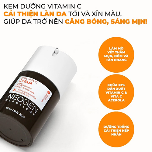 Hình ảnh minh họa củaKem Dưỡng Ẩm Sáng Da Giảm Thâm Neogen Real Vita C Cream 50ml