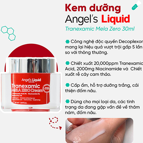 Hình ảnh minh họa của Kem dưỡng Tranexamic Mela Zero Cream Angel’s Liquid 50ml