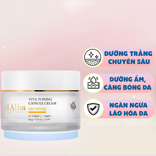Hình ảnh minh họa củaKem Dưỡng Ẩm, Trắng Da d'Alba Vita Toning Capsule Cream 55g