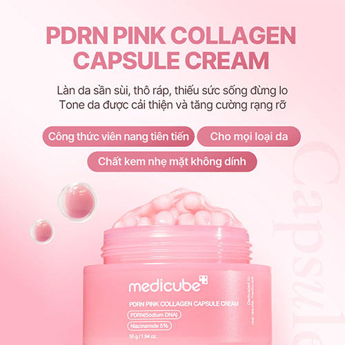 Hình ảnh minh họa củaKem Dưỡng Medicube Dạng Viên Nang PDRN Pink Collagen Capsule Cream 55g