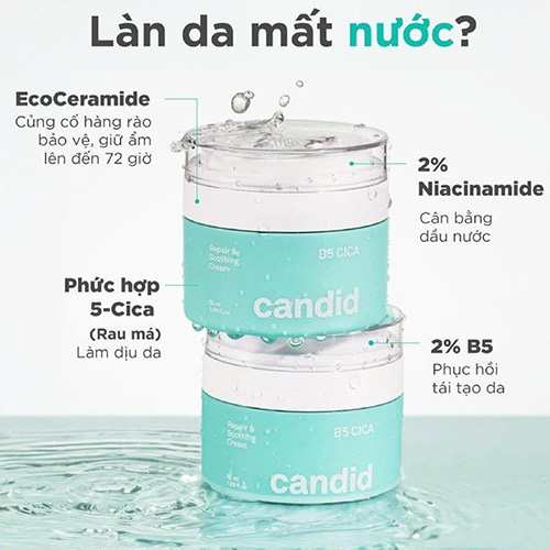 Hình ảnh minh họa củaKem dưỡng ẩm, phục hồi Candid B5 Cica Repair & Soothing Cream 50ml