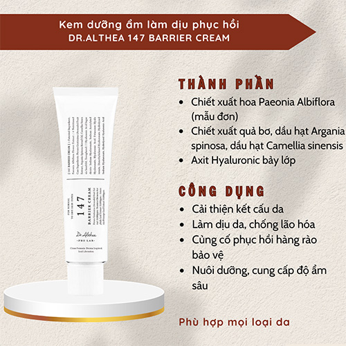 Hình ảnh minh họa củaKem dưỡng ẩm, làm dịu, phục hồi da Dr.Althea 147 Barrier Cream 50ml
