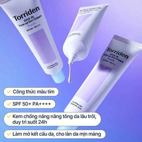 Hình ảnh minh họa củaKem Chống Nắng Nâng Tone, Hiệu Chỉnh Màu Da Torriden Dive In Tone Up Sun Cream PURPLE SPF50+ PA++++ 60ml