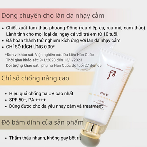 Hình ảnh minh họa củaKem Chống Nắng Dưỡng Ẩm The History Of Whoo Gongjinhyang Fresh UV Protective Cream SPF50+ PA++++ 60ml