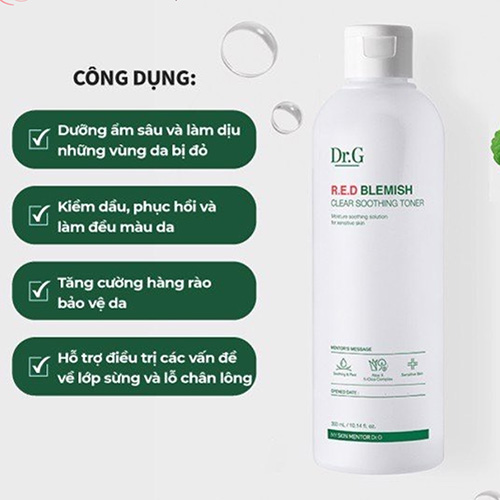 Hình ảnh minh họa củaNước Hoa Hồng Dưỡng Ẩm Làm Dịu Da Dr.G R.E.D Blemish Clear Soothing Toner 300ml