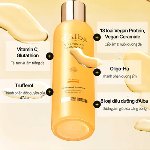 Hình ảnh minh họa củaNước Hoa Hồng Dưỡng Ẩm, Chống Lão Hoá d'Alba Vita Toning Toner 180ml