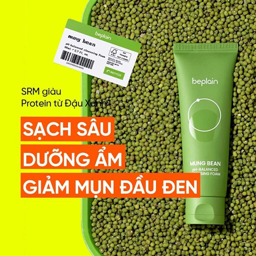 Hình ảnh minh họa củaSữa rửa mặt cân bằng độ pH Beplain Mung Bean pH-Balanced Cleansing Foam