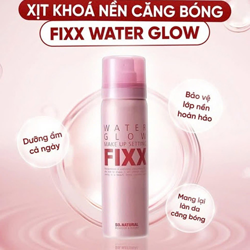Hình ảnh minh họa củaXịt Khóa Nền Căng Bóng Da So Natural Glow Make Up Setting Fixx 75ml (Hồng bóng)