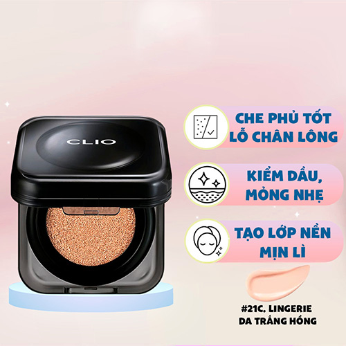 Hình ảnh minh họa củaPhấn nước che phủ mịn Clio Kill Cover Founwear Cushion SPF40+ PA+++