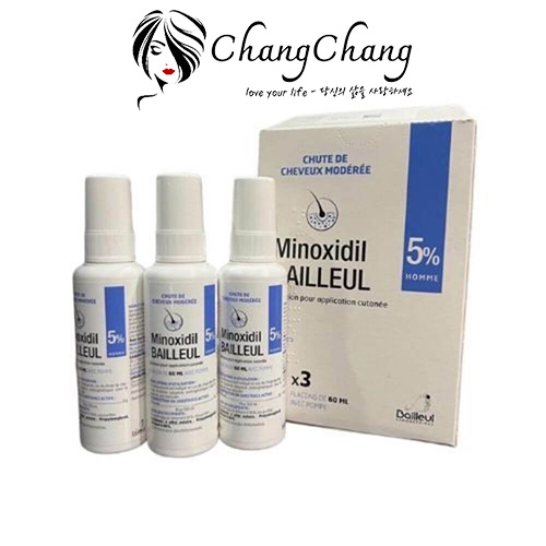 Chai Xịt Kích Mọc Tóc Minoxidil 5% Bailleul (Pháp) - Hộp 3 chai x 60ml
