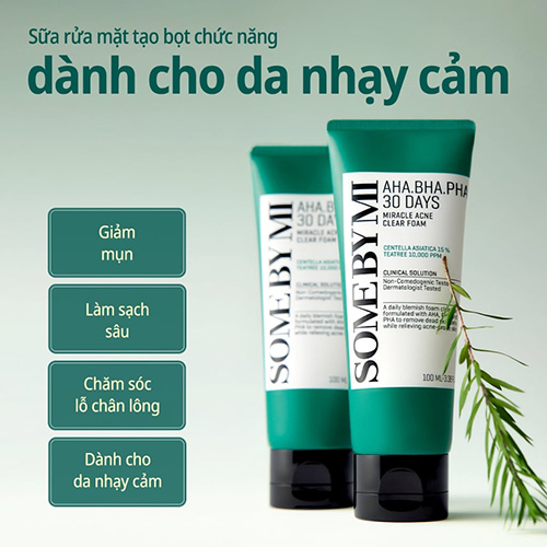 Hình ảnh minh họa củaSữa Rửa Mặt Some By Mi Aha-Bha-Pha 30Days Acneclear Foam Giảm Mụn Và Làm Sạch Da 100ml