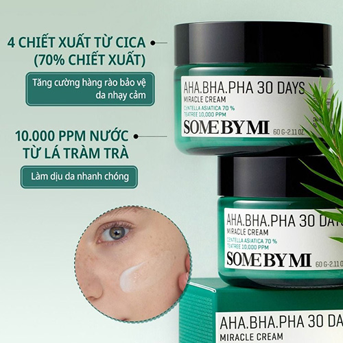 Hình ảnh minh họa củaKem dưỡng ẩm, giảm mụn Some By Mi AHA BHA PHA 30 Days Miracle Cream 60g