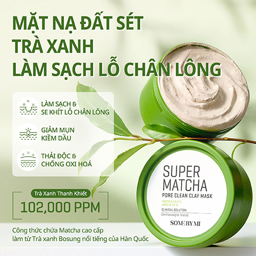 Hình ảnh minh họa củaMặt nạ đất sét kiềm dầu, thu nhỏ lỗ chân lông Some By Mi Super Matcha Pore Clean Clay Mask 100g