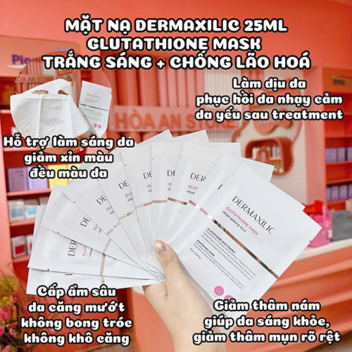 Hình ảnh minh họa củaMặt Nạ Dưỡng Trắng Dermaxilic Glutathione Mask - Cấp Ẩm Chuyên Sâu, Tăng Độ Đàn Hồi (1 miếng 25ml)