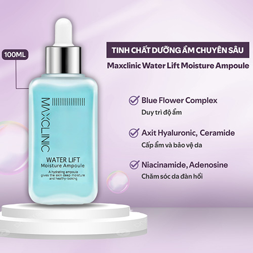 Hình ảnh minh họa củaTinh Chất Dưỡng Ẩm, Cấp Nước Maxclinic WATER LIFT Moisture Ampoule 100ml