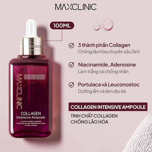 Hình ảnh minh họa củaTinh Chất Dưỡng ẩm, Chống Lão Hóa Maxclinic COLLAGEN Intensive Ampoule 100ml