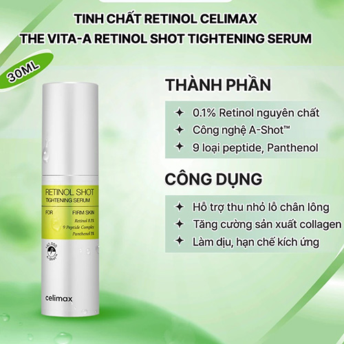 Hình ảnh minh họa củaTinh Chất Celimax The Vita A Retinol Shot Tightening Serum 30ml