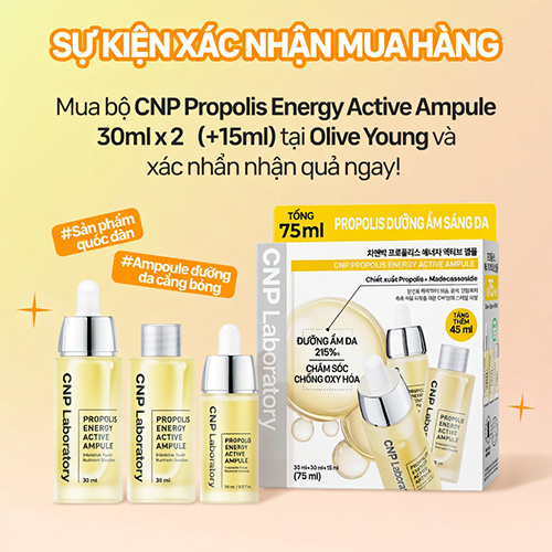 Hình ảnh minh họa củaSet 3 Tinh Chất Keo Ong CNP Laboratory Propolis Energy Active Ampule 30ml+30ml+15ml