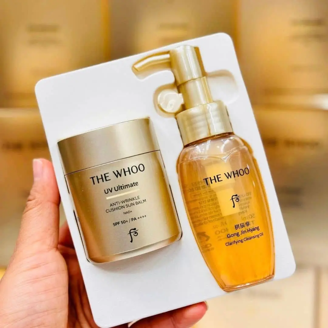 Hình ảnh minh họa củabộ phấn chống nắng the whoo uv ultimate anti wrinkle cushion sun balm spf 50+/pa+++ special set 2 món