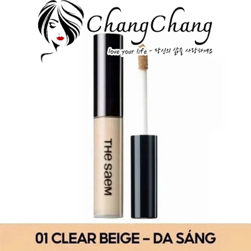 Kem Che Khuyết Điểm The Saem Cover Perfection Tip 01 Clear Beige Da Sáng 6.5g - Che Phủ Khuyết Điểm Tự Nhiên, Duy Trì Lớp Trang Điểm Suốt Ngày