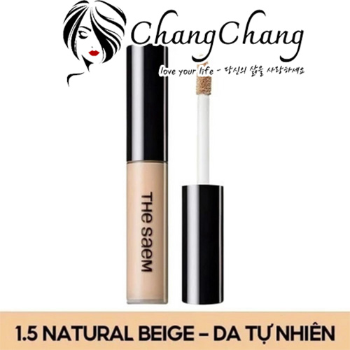 Kem Che Khuyết Điểm The Saem Cover Perfection Tip 1.5 Natural Beige Da Tự Nhiên 6.5g - Che Phủ Khuyết Điểm Tự Nhiên, Duy Trì Lớp Trang Điểm Suốt Ngày