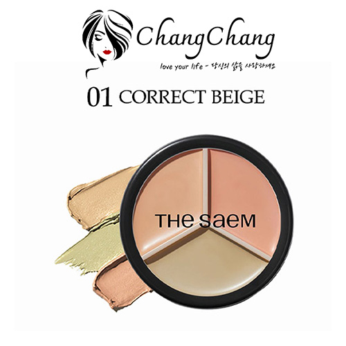 Che Khuyết Điểm Triệt Sắc 01 CORRECT BEIGE The Saem Cover Perfection Triple Pot Concealer 4.5g