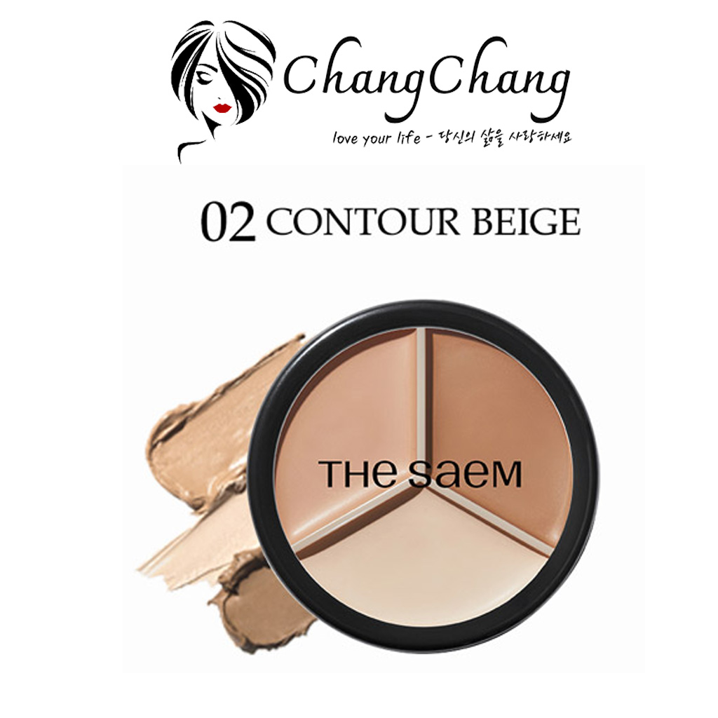 Che Khuyết Điểm Triệt Sắc 02 CONTOUR BEIGE The Saem Cover Perfection Triple Pot Concealer 4.5g