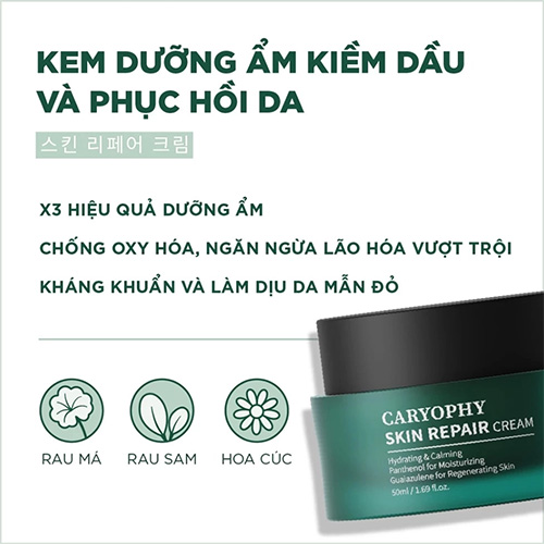 Hình ảnh minh họa củaKem Dưỡng Caryophy Cấp Ẩm, Cải Thiện Làn Da Cho Da Nhạy Cảm Skin Repair Cream 50ml