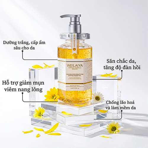 Hình ảnh minh họa củaSữa Tắm Trắng Da Hoa Cúc Vạn Thọ Weilaiya Calendula Whitening Body Wash 450ml