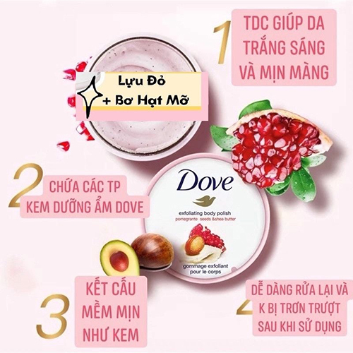 Hình ảnh minh họa củaTẩy Tế Bào Chết Dove Creme Dusch Peeling Hạt Lựu 225ml